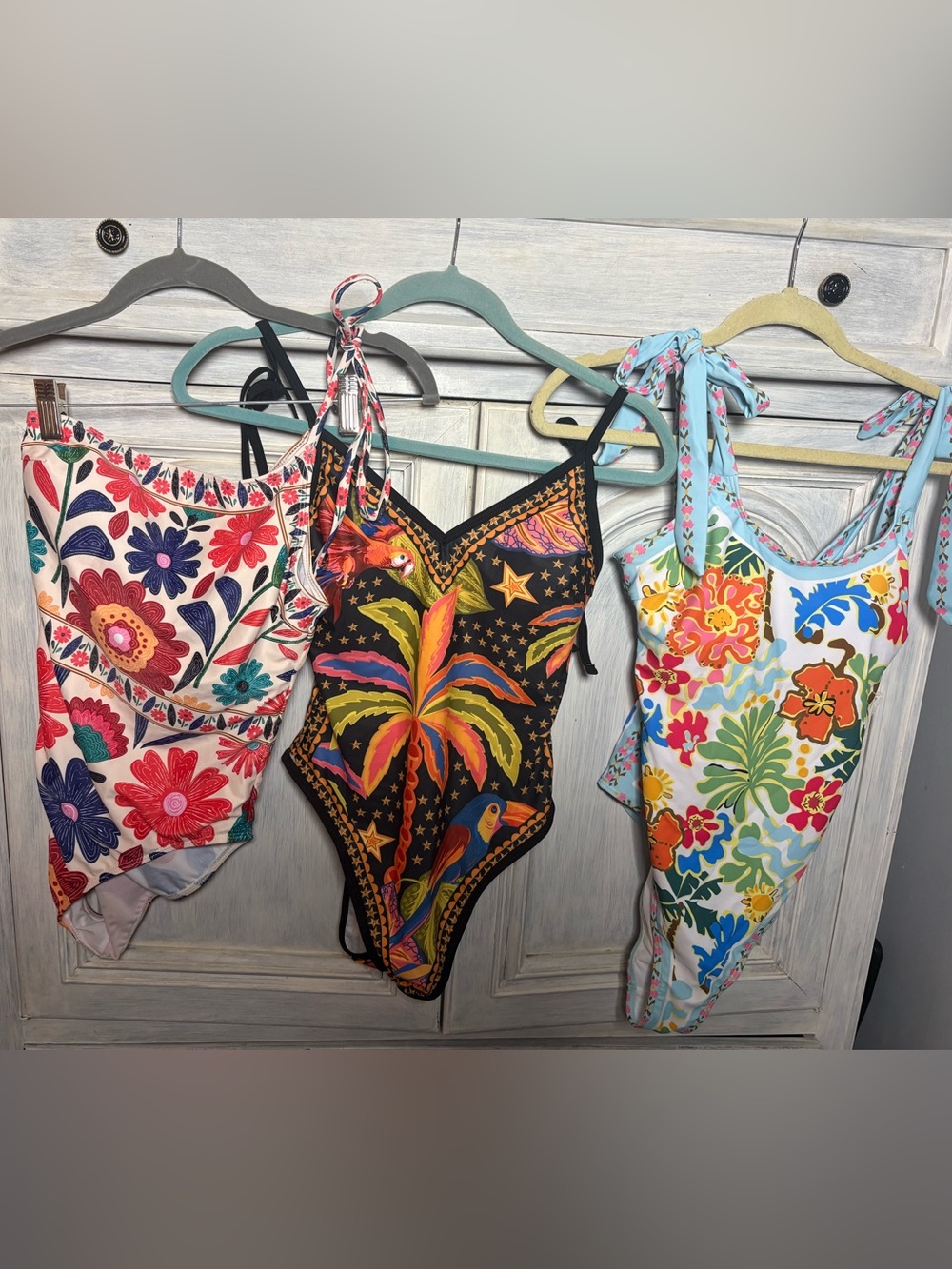 Lot Of 3 SHEIN Travachic Tropical Printed Bathing Suits Resort Vacation Beach